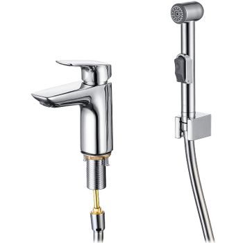 Смеситель для раковины Aquatek Вега AQ1012CR с гигиеническим душем Хром — фото 1, Смесители для раковины