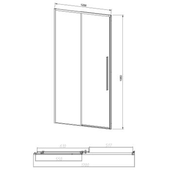 Душевая дверь Vincea Slim-N 120 VDS-4SN120CLGM профиль Вороненая сталь стекло прозрачное — фото 5, Раздвижные душевые двери