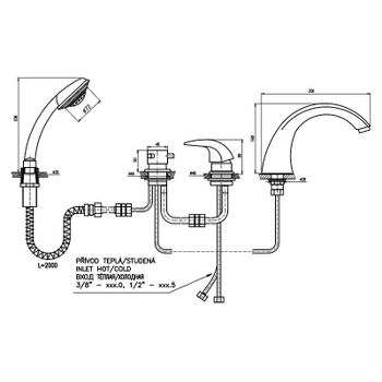 Смеситель на борт ванны Rav Slezak Dunaj D469.5PZ Золото — фото 2, Смесители на борт ванны