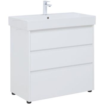 Тумба под раковину Aquanet Nova Lite 85 302475 Белый глянец — фото 1, Тумбы под раковину