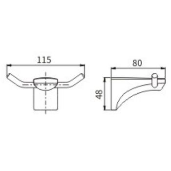Двойной крючок CeramaLux Monelli 70001 Черный матовый — фото 2, Крючки для полотенец