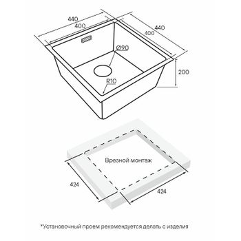 Кухонная мойка Paulmark Lassan 44 Uni LA44-GM Вороненная сталь — фото 3, Кухонные мойки