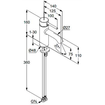 Смеситель для раковины Kludi Bozz 38272N076 Золото брашированное — фото 2, Смесители для раковины