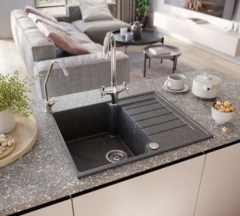 Кухонная мойка Domaci Бьелла DMC-13S GWS-13S-308 Черная — фото 4, Кухонные мойки