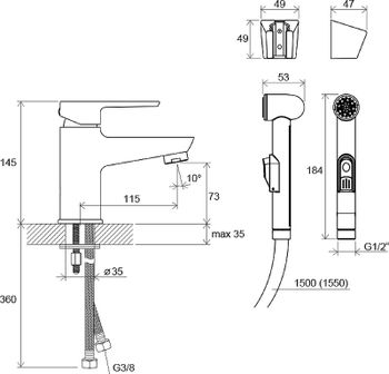 Смеситель для раковины Ravak BM 011.00 X070076 с гигиеническим душем Хром — фото 3, Смесители для раковины