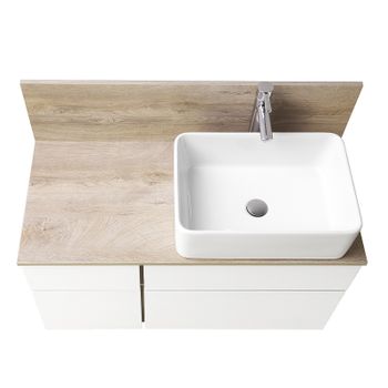 Тумба под раковину Aquaton Мишель 100 1A244101MIX40 подвесная Дуб эндгрейн Белая — фото 2, Тумбы под раковину