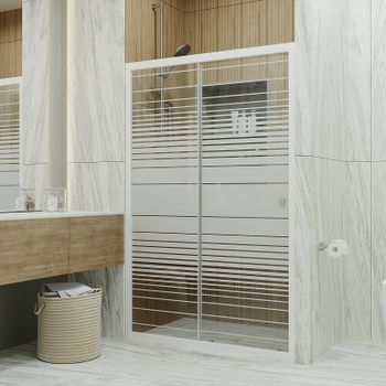 Душевая дверь Triton Слайд 120 Щ0000038520 профиль Белый стекло прозрачное с рисунком — фото 2, Раздвижные душевые двери