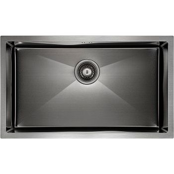 Кухонная мойка Paulmark Next 74 Uni PM217444-GM Вороненая сталь — фото 1, Кухонные мойки