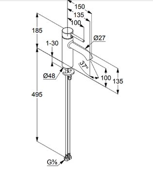 Смеситель для раковины Kludi Bozz 382823976 Черный матовый — фото 2, Смесители для раковины