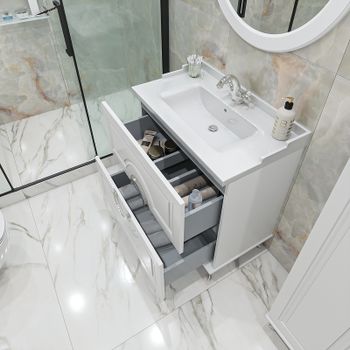 Тумба под раковину Caprigo Valletta 80 35317-SF027 Белая матовая — фото 3, Тумбы под раковину