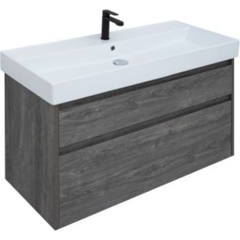 Тумба под раковину Aquanet Nova Lite Slim Synergy 100 249941 подвесная Дуб рошелье — фото 1, Тумбы под раковину