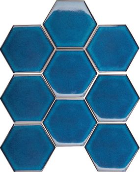Керамическая мозаика StarMosaic Hexagon big Deep Blue Glossy JJFQ80048 25,6x29,5 см — фото 1, Мозаика