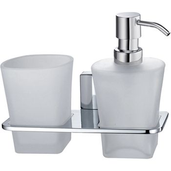 Дозатор для жидкого мыла WasserKRAFT Leine K-5089 со стаканом для зубных щеток Хром — фото 1, Дозаторы