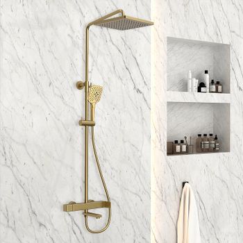 Душевая система Vincea Cube VSFS-1C1BG Брашированное золото — фото 1, Душевые стойки