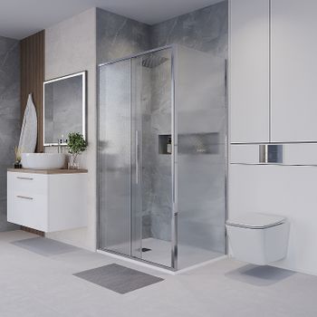 Душевой уголок Niagara Nova 130х100 NG-65-13CH-CH100-34 профиль Хром стекло шиншилла — фото 4, Прямоугольные душевые уголки