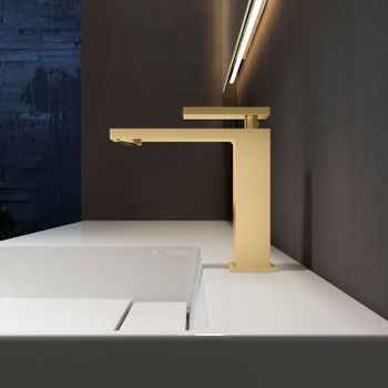 Смеситель для раковины Vincea Dice VBF-2DS1BG Брашированное золото — фото 2, Смесители для раковины