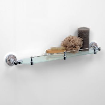 Стеклянная полка WasserKRAFT Nau K-7744 Хром — фото 2, Полки для ванной и душа