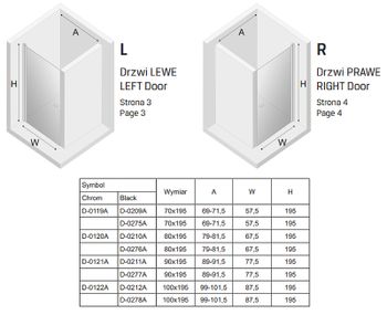 Душевая дверь New Trendy New Varia Black 90 D-0277A профиль Черный стекло прозрачное — фото 8, Распашные душевые двери