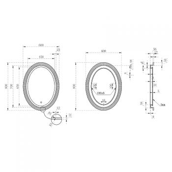 Зеркало Abber Stein 60 AS6601Violett с подсветкой с многофункциональной панелью — фото 4, Зеркала в ванную комнату