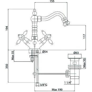 Смеситель для биде Cezares Nostalgia-BS2-03/24 Золото 24 карат — фото 3, Смесители для биде