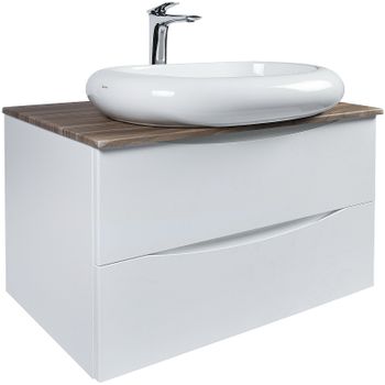 Тумба под раковину Bond Cube 80 T09805 подвесная Белая матовая Дуб — фото 18, Тумбы под раковину