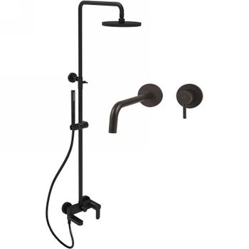 Комплект смесителей Paffoni Light KITCOL632NO006 Черный матовый — фото 1, Готовые комплекты для ванной комнаты