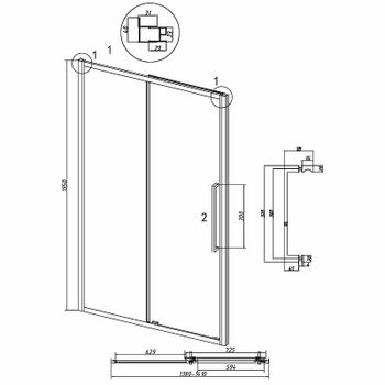 Душевая дверь Grossman Cosmo 140 100.K33.02.140.42.00 профиль Графит сатин стекло прозрачное — фото 11, Раздвижные душевые двери
