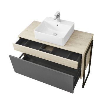 Тумба под раковину Aquaton Лофт Урбан 100 1A247701LQX60 подвесная Cерый графит Дуб орегон — фото 9, Тумбы под раковину