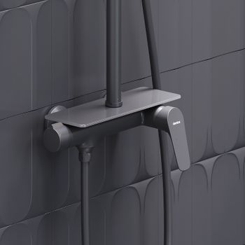 Душевая система Damixa Jupiter 977780300 Черная матовая — фото 3, Душевые стойки