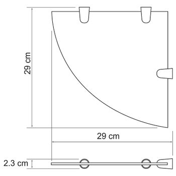 Стеклянная полка WasserKRAFT K-533GM угловая Оружейная сталь — фото 2, Полки для ванной и душа