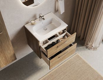 Тумба под раковину Roca Victoria 60 A857468517 подвесная Орех — фото 7, Тумбы под раковину