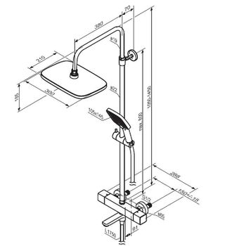 Душевая система Damixa Gala 953810300 с термостатом Черная матовая — фото 7, Душевые стойки