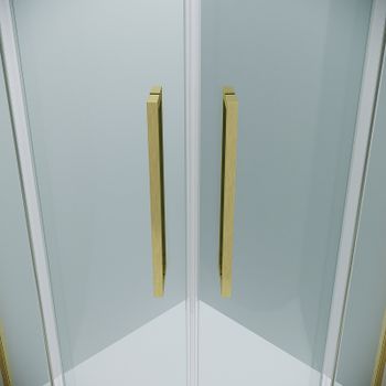 Душевой уголок Grossman Cosmo 100х100 301.K33.02.1010.32.00 профиль Золото сатин стекло прозрачное — фото 6, Душевые уголки четверть круга