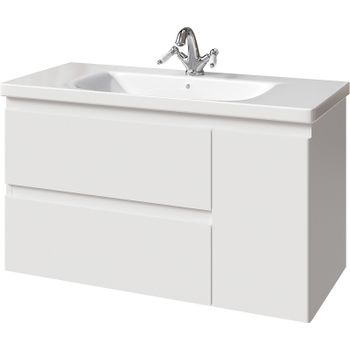 Тумба под раковину Caprigo Forte 100 36115R-SF027 подвесная Белая матовая — фото 1, Тумбы под раковину