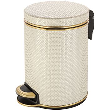 Ведро для мусора Geralis V-RWG-B Ромб Белое, кант Золото, 5 л — фото 1, Мусорные ведра