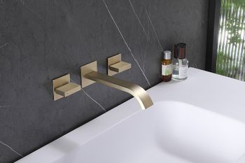 Смеситель для раковины Abber Wasserfall AF8612G Золото матовое — фото 2, Смесители для раковины