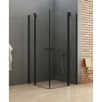 Душевой уголок New Trendy New Soleo Black 100х100 K-0556 профиль Черный стекло прозрачное — фото 2, Квадратные душевые уголки