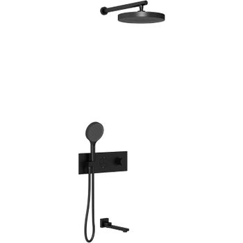 Душевая система Vincea Inspire VSFW-432TI2MB с термостатом Черная матовая — фото 1, Встраиваемые душевые комплекты