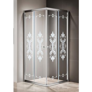 Душевой уголок Cezares Giubileo A-2 100х100 GIUBILEO-A-2-100-SCORREVOLE-CP-Cr стекло прозрачное с матовым принтом профиль Хром — фото 1, Квадратные душевые уголки