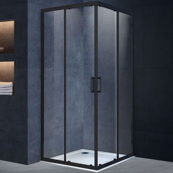 Душевой уголок Vincea Alpha 90x90 VSS-3AL900CLB профиль Черный стекло прозрачное — фото 1, Квадратные душевые уголки