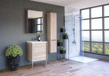 Зеркальный шкаф Aquaton Стоун 60 R 1A231502SX850 с подсветкой Сосна арлингтон — фото 4, Зеркальные шкафы в ванную