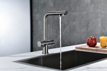 Смеситель для кухни Paulmark Serpentine Se213222-GM Вороненая сталь — фото 16, Смесители для кухни