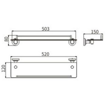 Стеклянная полка CeramaLux Bianco 52011 Хром — фото 2, Полки для ванной и душа