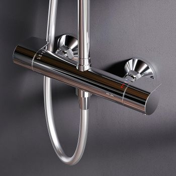 Душевая система AM.PM X-Joy F0785A400 с термостатом Хром — фото 8, Душевые стойки