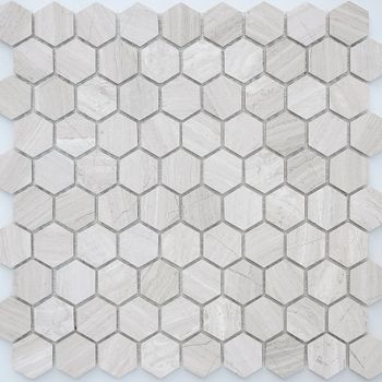 Мозаика Caramelle mosaic Pietrine Hexagonal Travertino silver MAT hex 28,5x30,5 см — фото 1, Мозаика