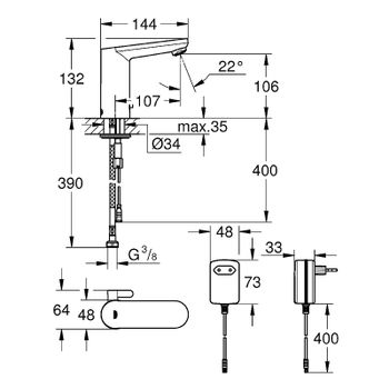 Смеситель для раковины Grohe Eurosmart E 36325001 Хром — фото 6, Смесители для раковины