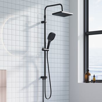 Душевая система Damixa Merkur 940000300 Черная матовая — фото 1, Душевые стойки