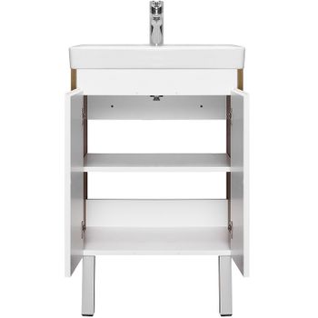 Тумба под раковину Aquaton Сканди Doors 55 1A278801SDZ90 Белый глянец, Дуб рустикальный — фото 3, Тумбы под раковину