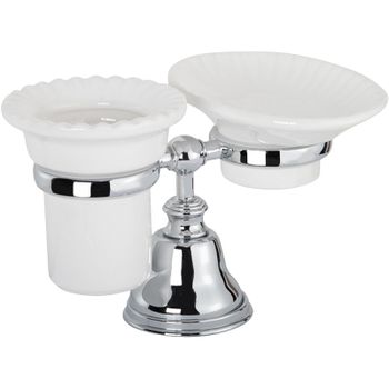 Стакан для зубных щеток с мыльницей TW Harmony TWHA141cr Хром — фото 1, Стаканы для зубных щеток