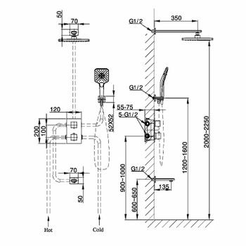 Душевая система Vincea Next VSFW-1N3TGM с термостатом Вороненая сталь — фото 6, Встраиваемые душевые комплекты